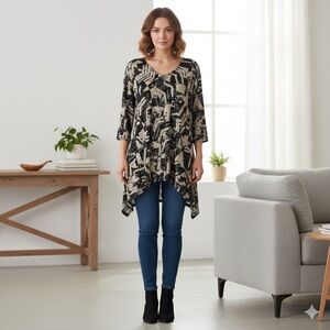 Tunic 2-Piece Black/Taupe Sz M